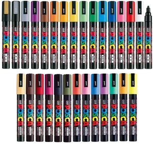 Ensemble complet de marqueurs peinture Uni <span class=keywords><strong>Posca</strong></span>, Mitsubishi ALL Natural & Gold & Silver Pen Fine Point 24 couleurs (PC-3M) - Product Image 2