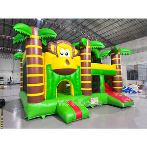 Châteaux gonflables Jungle Monkey pour enfants, structure de jeux gonflable commerciale avec toboggan pour la location - Product Image 2