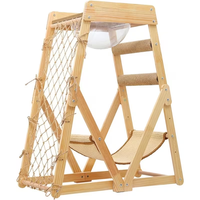 Arbre à chat en bois, grand modèle renforcé, design triangulaire, avec hamac pour chat et colonne à gratter en sisal, adapté aux chatons