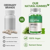 Gummies de mousse de mer irlandaise naturelle à formule personnalisée avec fucus et bardane pour soutenir la santé immunitaire, l'intestin et le bien-être général