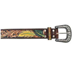 Ceintures en cuir véritable pour hommes, style vintage, sculpture indienne, belle gravure florale, cuir occidental, outillage, peau de vache - Product Image 2