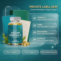 Gélules d'huile d'algues végétaliennes oméga 3 en vrac, 60 unités, à base de plantes, EPA DHA, antioxydant, soutien cardiaque, sans gluten, OEM, marque privée