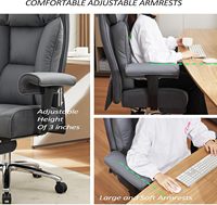 MUCENG 450LBS Chaise de bureau robuste Grande chaise de direction 450LBS Cuir PU Repose-pieds rembourré Accoudoirs lombaires