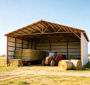 Light Steel Hay Storage Shed, Agricultural Farm Shed with Professional Steel <b>Frame</b> Welding and Cutting Service - Product Image 2