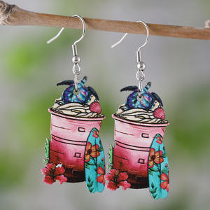 Boucles d'oreilles tendance 2025 en alliage, motif géométrique crème glacée aux fruits (fraise, framboise, mûre), hypoallergéniques, pour femme - Product Image 4