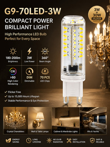 หลอดไฟ LED ข้าวโพด G9 3W 70LED 180-200LM ปรับความสว่างได้ 2700K แสงสีขาวนวล AC 220V พลาสติกแก้ว อายุการใช้งาน 15000 ชั่วโมง - Product Image 2