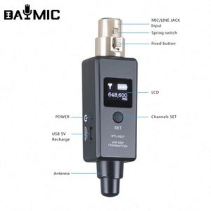 ไมโครโฟนแบบมีสายและไร้สายระดับมืออาชีพ ตัวแปลงสัญญาณ XLR ระบบไมโครโฟนไร้สาย UHF ตัวส่งและตัวรับสัญญาณ - Product Image 2