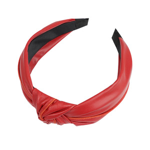Serre-tête en cuir PU style français, couleur unie, accessoire pour cheveux pour femme, usage quotidien - Product Image 5