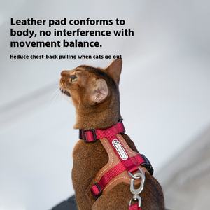 Conjunto de correa de arnés de gato <span class=keywords><strong>Bobo</strong></span>, suministros para mascotas Estilo Chaleco de moda, botón de nailon acolchado con patrón sólido, cómodo para tu gato - Product Image 4