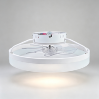 Ventilateur de plafond moderne blanc 60W avec télécommande, éclairage LED 19,7 pouces à 7 pales réversibles, pour chambre et salon à plafond bas, montage encastré