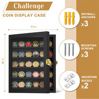 Vente en gros Military Challenge Coin Display Case Médaille Shadow Box avec couvercle en verre acrylique Support mural pour collection de pièces Noir