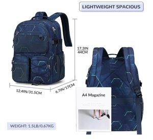 Multi-Pocket <b>Backpack</b> for Travel College, Heavy Duty Big Bookbag with 15.6 Inch <b>Laptop</b> Compartment - Product Image 3
