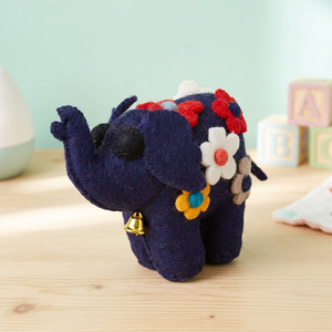 Handmade Eco-Friendly Wool Felt <b>Elephant</b> Toy Custom Design Small Cute Navy Blue Soft Stuffed Animal - Product Image 3