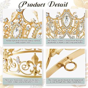 BELLE WORLD Ensemble de couronnes Roi et Reine pour le <span class=keywords><strong>bal</strong></span> de promo, diadème baroque en cristal et strass pour mariage, anniversaire, fête de remise des diplômes - Product Image 2