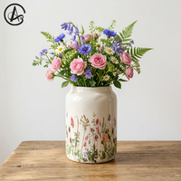 Jarrón Decorativo de Porcelana ARM LVG, Estilo Vintage, Textura Natural, Esmalte Craquelado, Diseño de Mariposas y Flores, Feng Shui, para Bodas