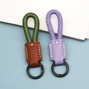 2026 Genuine Leather Car <b>Keychain</b> Handmade Minimalist Light-Luxury Key Ring Customizable Logo Pendant Anti-Loss <b>Lanyard</b> - Product Image 5