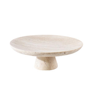 Plateau <span class=keywords><strong>en</strong></span> marbre de style français Wabi-sabi, plateau à fruits sur pied, décoration <span class=keywords><strong>en</strong></span> travertin Huang, ornement de restaurant - Product Image 5