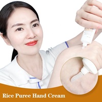 Crème pour les mains à l'extrait de riz, marque privée OEM, 30g, hydratante, nourrissante, éclaircissante, adoucissante, végane, logo personnalisé, vente en gros, soins de la peau