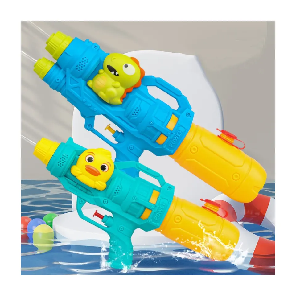 Tik Tok Cartoon Kinder Dinosaurus Waterpistool Speelgoed Enkel En Dubbel Mondstuk Waterpistool Spray Eend Groot Waterpistool