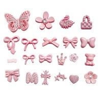 Breloques plates à dos plat en strass rose, motifs nœud et étoile, style Kawaii, pour coques de téléphone, coques d'iPad, accessoires capillaires, décorations de chaussures et loisirs créatifs DIY