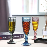Verres à Pied Colorés en Gros de 8 oz 10 oz, Gobelets à Vin, Verres à Eau en Verre Pressé Bleu