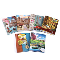 Carpeta de Archivo con Anillas de Dos, Tres y Cuatro Orificios, Papel A4 de Hojas Sueltas con Diseño de Paisajes Exóticos, Estilo Vintage Europeo para Organización de Oficina