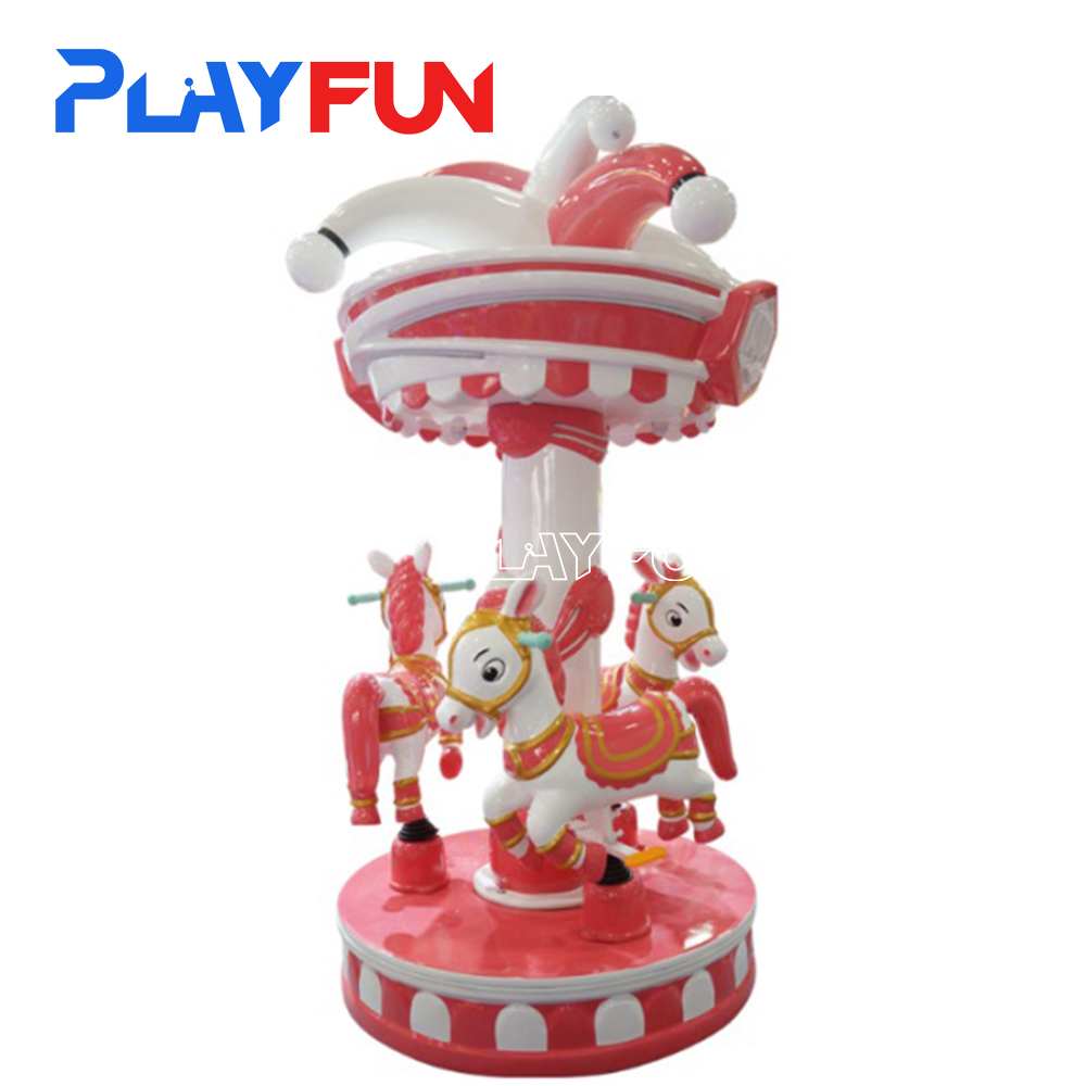 Playfun Factory Price 3 Player Mini Kiddie Amusement Circus Electric Carousel Ride for Kids Indoor Fairground Coin Game Machine