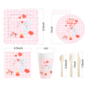 Juego de Vajilla DAMAI para el Día de San Valentín, Platos de Papel para el Día de San Valentín, Platos y Servilletas para Fiestas Románticas para 8 Personas - Product Image 5