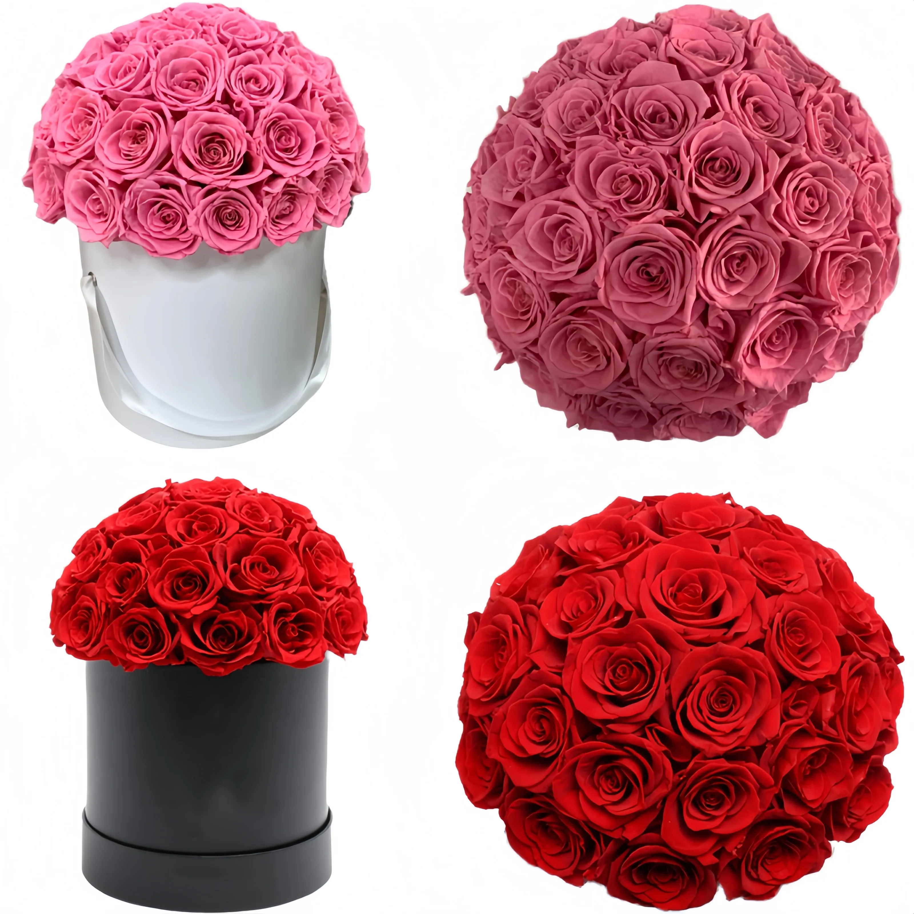 Boîte cadeau fleur infinie immortelle Roses conservées stabilisées dans une boîte à chapeau ronde décorative pour la Saint-Valentin