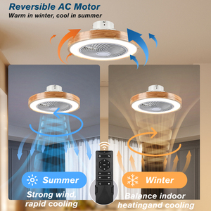 Wood 19.7'' <b>Ceiling</b> Fans With <b>Lights</b> <b>Remote</b> <b>Control</b> Modern LED 3 Color Dimmable Lighting 6 Speeds All Copper Motor - Product Image 3