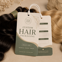 Étiquettes personnalisées imprimées pour perruques, étiquettes suspendues en papier épais à marque privée avec motif feuille pour l'emballage de lots d'extensions de cheveux naturels