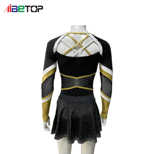Uniforme de cheerleading CoolTech noir et or avec strass et dos croisé |   Restez fraîche et éclatante pendant des performances de deux heures - Product Image 2