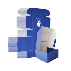 Boîte d'expédition légère bleue en carton ondulé, personnalisable avec votre marque, pour chaussettes, gants, bagues, boucles d'oreilles, colliers, et autres cadeaux. - Product Image 5