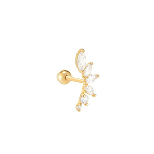 Orecchini a perno in Argento Sterling S925 con petali semplici e design a occhio di cavallo, piercing per l'osso dell'orecchio, stile personalizzato - Product Image 2
