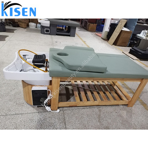 Kisen salón diseño superior muebles de madera personalizar champú cama mesa para la cabeza spa fumigado belleza facial - Product Image 1
