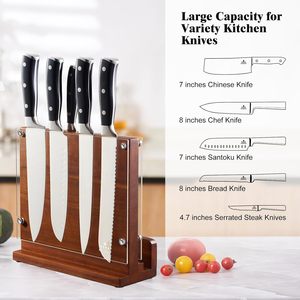 Porte-couteaux magnétique en bois 7 pièces, support de rangement pour couteaux de cuisine avec cadre en acrylique pour usage domestique - Product Image 3