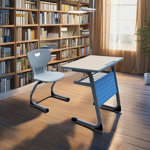 Ensemble de bureau et chaise fixe moderne de haute qualité pour salle de classe primaire et secondaire, en acier, MDF et plastique, Aoyasi PT-0703, pour étudiant - Product Image 3