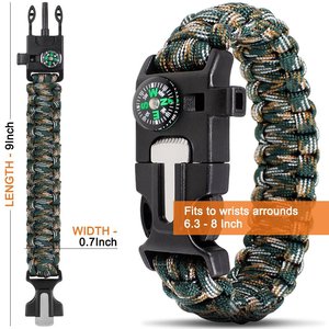 Outdoor Survival Multifunction Tool High Quality Flint Fire Starter Adjustable Paracord Survival <b>Bracelet</b> With Knife - Product Image 2