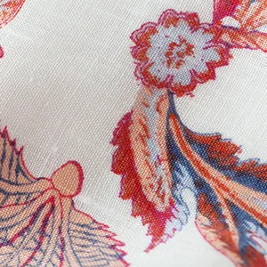 Textile 100% lin imprimé Floral, tissu en lin respirant et personnalisé pour la peau, fabricant pour vêtements