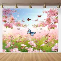 Bunga Alami Musim Semi Latar Belakang Jendela Lanskap Taman Padang Rumput Bunga Sakura Spanduk Alat Peraga Fotografi Pesta Ulang Tahun