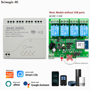 Módulo de interruptor inalámbrico Tuya, Control <span class=keywords><strong>remoto</strong></span> inteligente, Wifi, 4 canales, CC, 7V, 12V, 24V, 32V, bloqueo automático, RF, receptor, 10A - Product Image 6