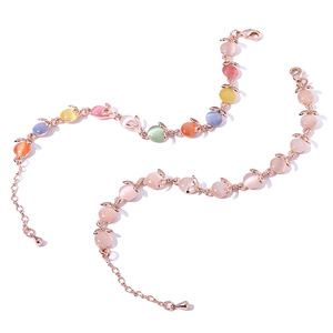 <span class=keywords><strong>Bracciale</strong></span> in ferro con pietra occhio di gatto colorata, gioiello da donna con <span class=keywords><strong>volpe</strong></span> e piccoli animali, accessorio etnico minimalista in oro rosa, regalo di compleanno - Product Image 3