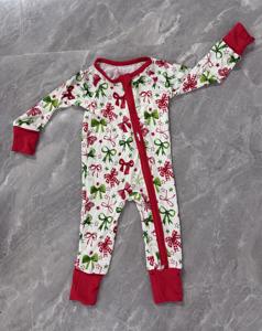 Kinder 220 GSM Bambus-Strampler Unisex Pyjama Neugeborenen Baby Kleinkind Schlafanzug Bodysuits Doppelreißverschluss Romper Herbst - Product Image 1