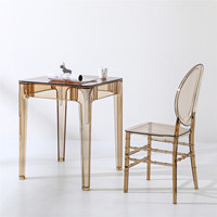 Vente en gros en usine Table de salle à manger en verre acrylique cristal clair design minimaliste moderne Petite cuisine Table à manger carrée en acrylique