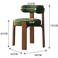 Chaise de salle à manger en bois massif de bouleau de style mid-century, dossier en tissu lin, structure en tube métallique écologique pour hôtel, maison, salle de bain