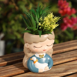 <span class=keywords><strong>Macetas</strong></span> pequeñas de 4 pulgadas Roogo Sweet Girl ojos cerrados <span class=keywords><strong>con</strong></span> estilo de diseñador de mascotas <span class=keywords><strong>macetas</strong></span> de jardín Pe <span class=keywords><strong>macetas</strong></span> de flores de lujo para plantas de interior - Product Image 3