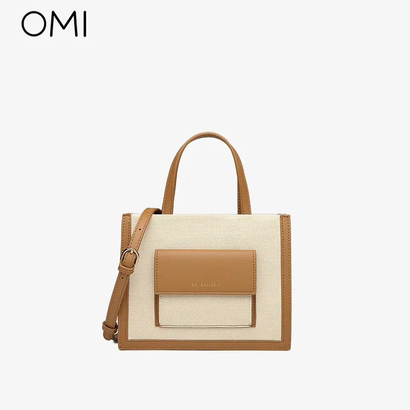 OMI High Quality Designer Handbags Famous Brands Bag Fashion Contrast Color Canvas Handbags
