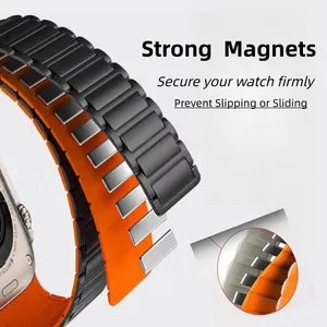 N52 45/44/42/49mm Watch Band Sport Thin Wristband Watch Silicone Magnetic Strap For Apple Watch Ultra 2 9 8 7 6