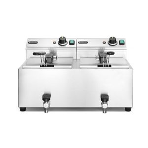 Friggitrice Commerciale Professionale con Rubinetti di Scarico 2 X 8 L HENDI e 16L 230V/7000W 610x515x(H)369mm - Product Image 1