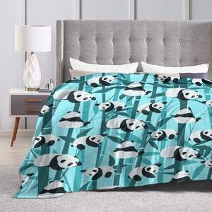 カスタムソフトフランネルブランケットプリントパンダデザイン軽量ウォーミングソファベッド子供用10代大人用トラベルカバーパンダラバー - Product Image 4